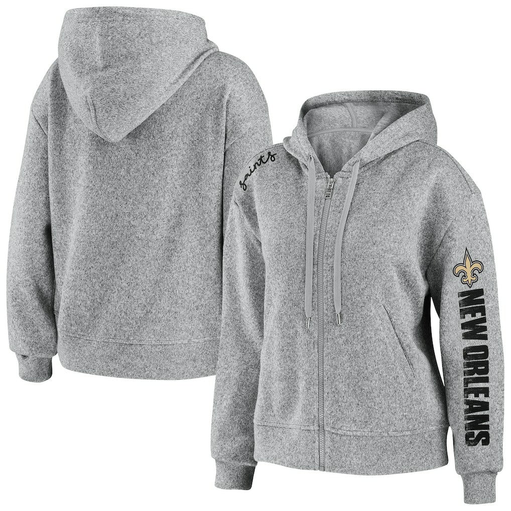 New Orleans Saints WEAR by Erin Andrews Women's Full-Zip Hoodie Heathered Gray