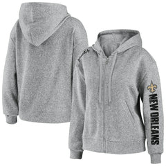New Orleans Saints WEAR by Erin Andrews Women's Full-Zip Hoodie Heathered Gray