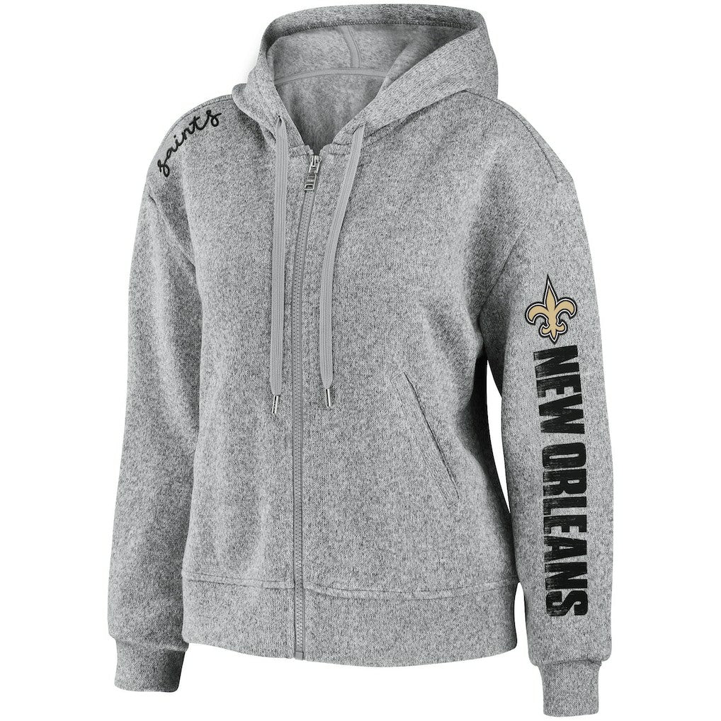 New Orleans Saints WEAR by Erin Andrews Women's Full-Zip Hoodie Heathered Gray