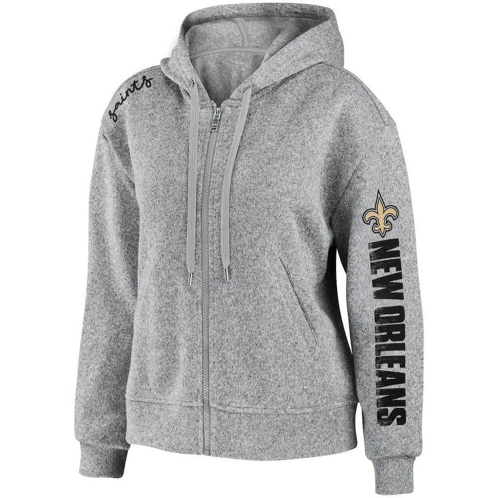 New Orleans Saints WEAR by Erin Andrews Women's Full-Zip Hoodie Heathered Gray