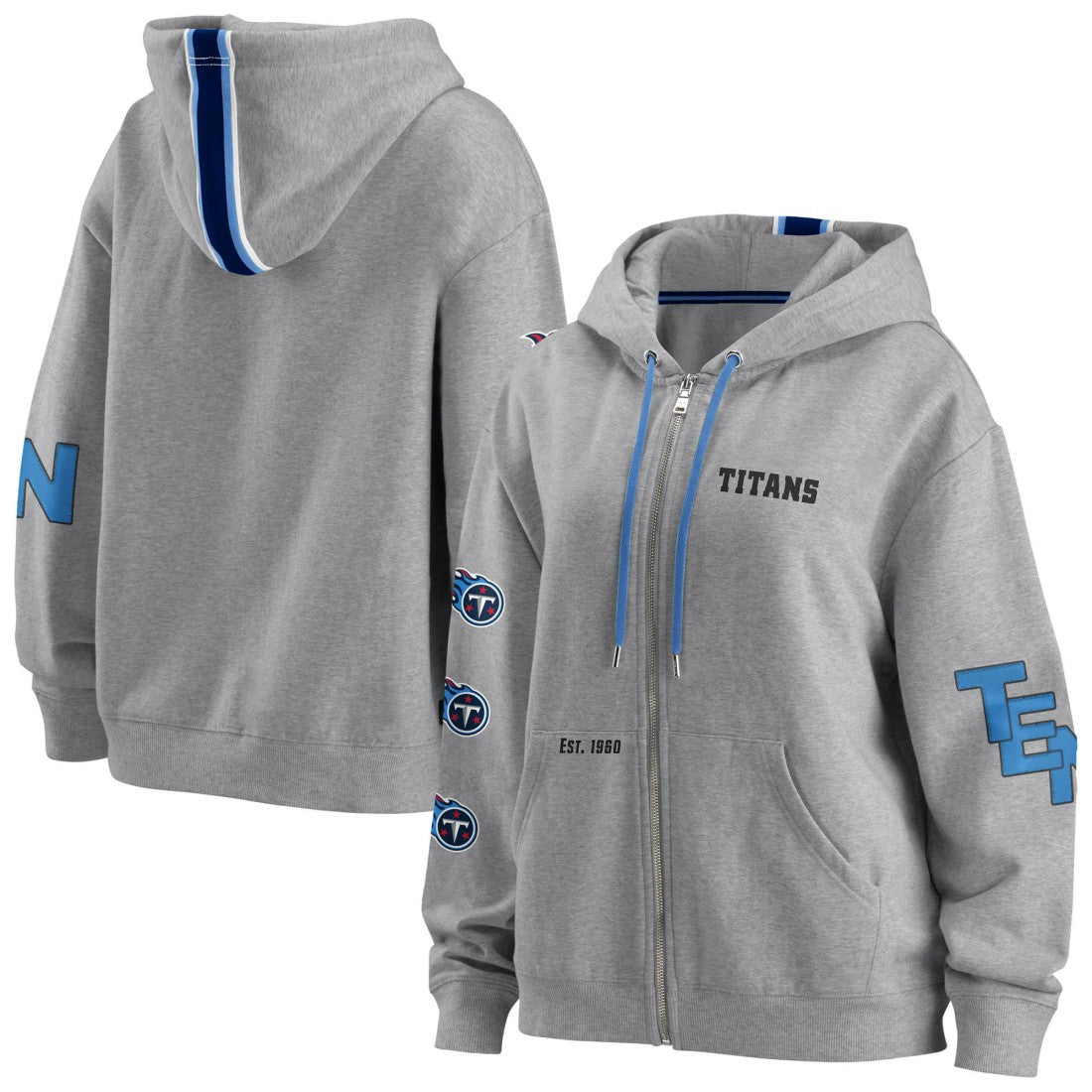 Tennessee Titans WEAR by Erin Andrews Women's Full-Zip Hoodie Gray