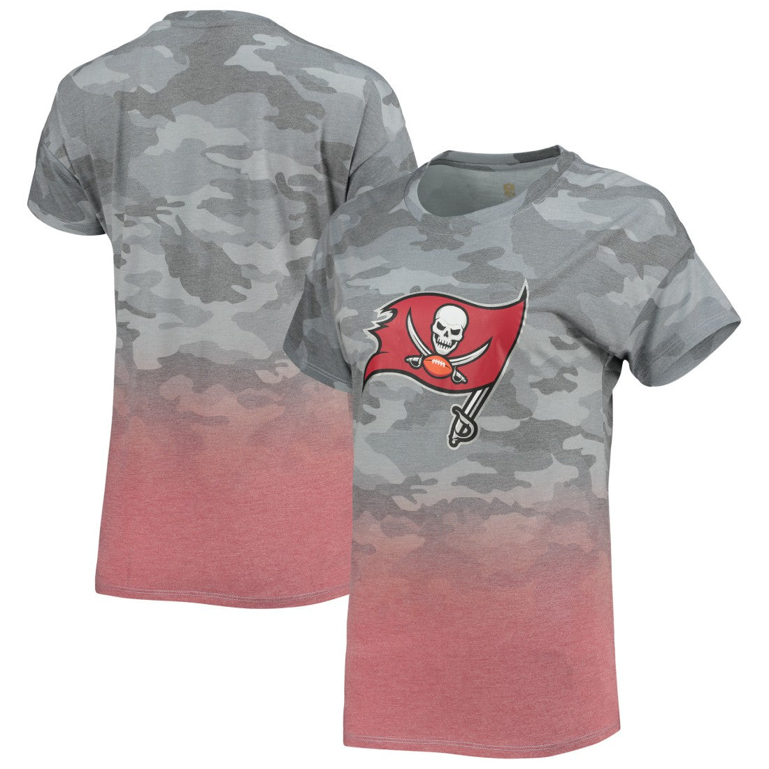 Tampa Bay Buccaneers Juniors Beth Camo Dip-Dye T-Shirt Gray/Red
