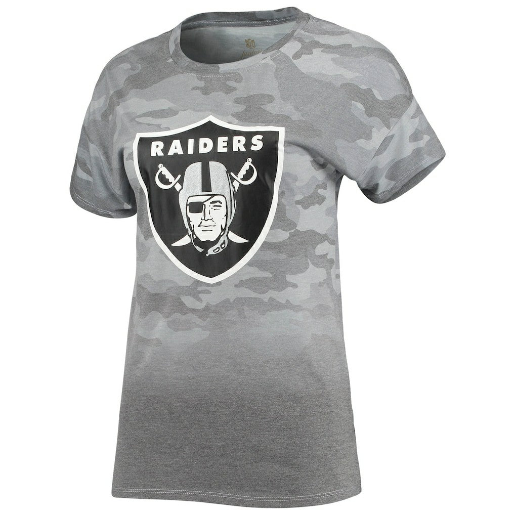Las Vegas Raiders Juniors Beth Camo Dip-Dye T-Shirt Gray/Black