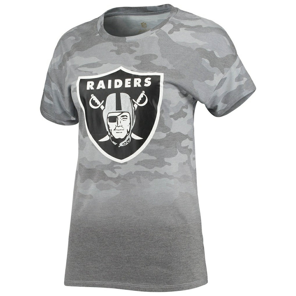 Las Vegas Raiders Juniors Beth Camo Dip-Dye T-Shirt Gray/Black