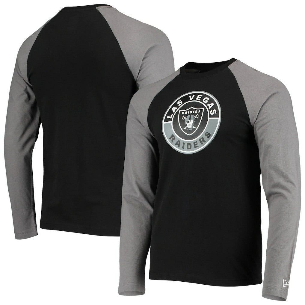 Las Vegas Raiders New Era League Raglan Long Sleeve T-Shirt Black/Gray