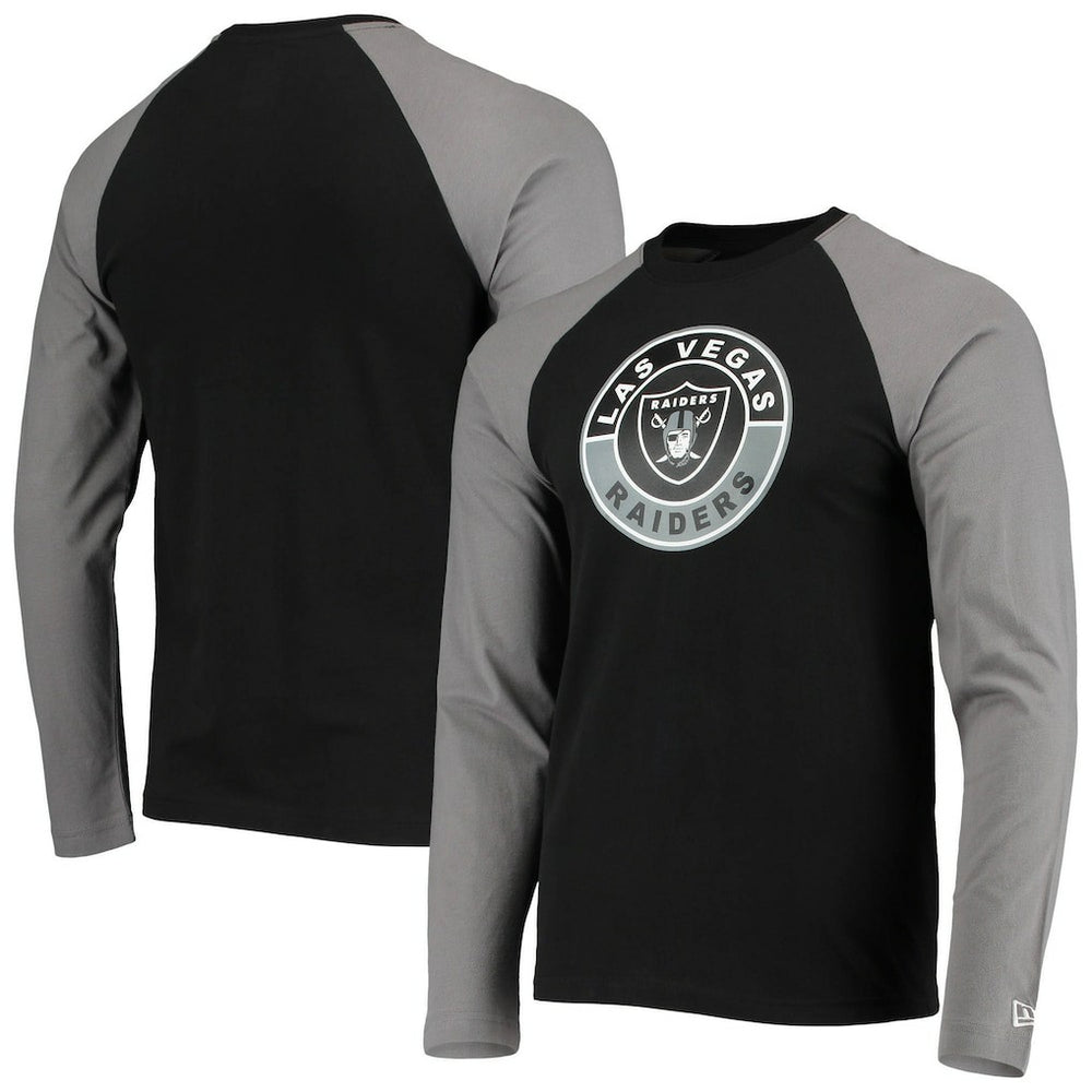 Las Vegas Raiders New Era League Raglan Long Sleeve T-Shirt Black/Gray