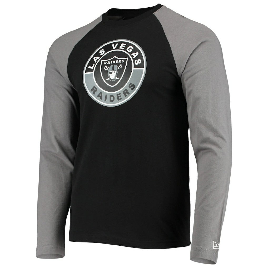 Las Vegas Raiders New Era League Raglan Long Sleeve T-Shirt Black/Gray
