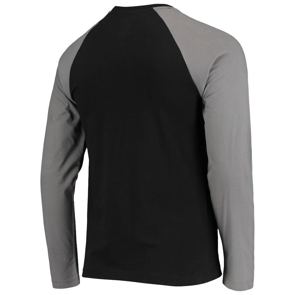 Las Vegas Raiders New Era League Raglan Throwback Long Sleeve T-Shirt Black/Gray