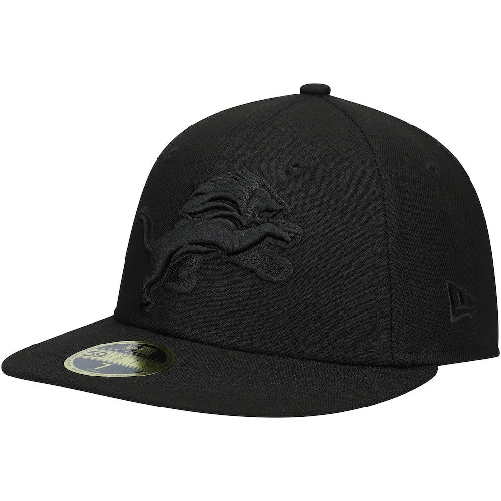Detroit Lions New Era Black on Black Low Profile 59FIFTY II Fitted Hat Black