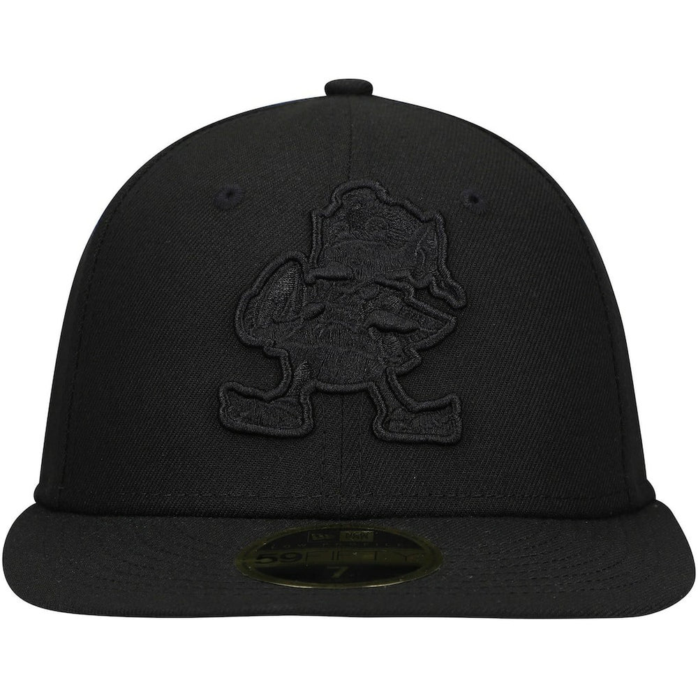 Cleveland Browns New Era Historic Logo Black on Black Low Profile 59FIFTY II Fitted Hat Black