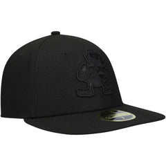 Cleveland Browns New Era Historic Logo Black on Black Low Profile 59FIFTY II Fitted Hat Black