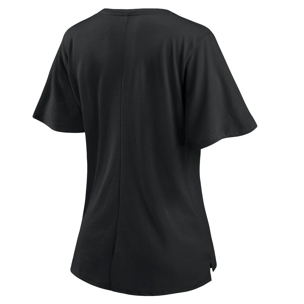 Fanatics New Orleans Saints Women's Southpaw Flutter V-Neck T-Shirt Black