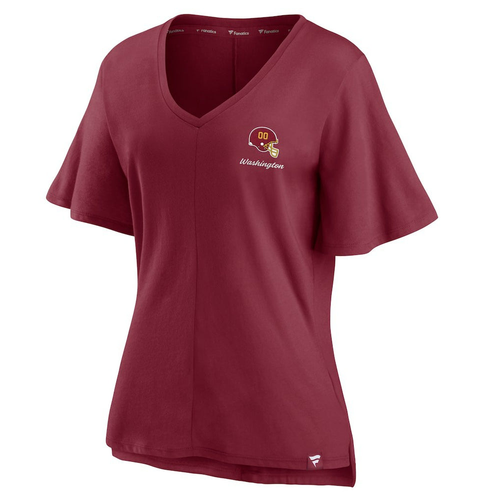 Fanatics Washington Football Team Women's Southpaw Flutter V-Neck T-Shirt Burgundy