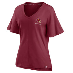 Fanatics Washington Football Team Women's Southpaw Flutter V-Neck T-Shirt Burgundy