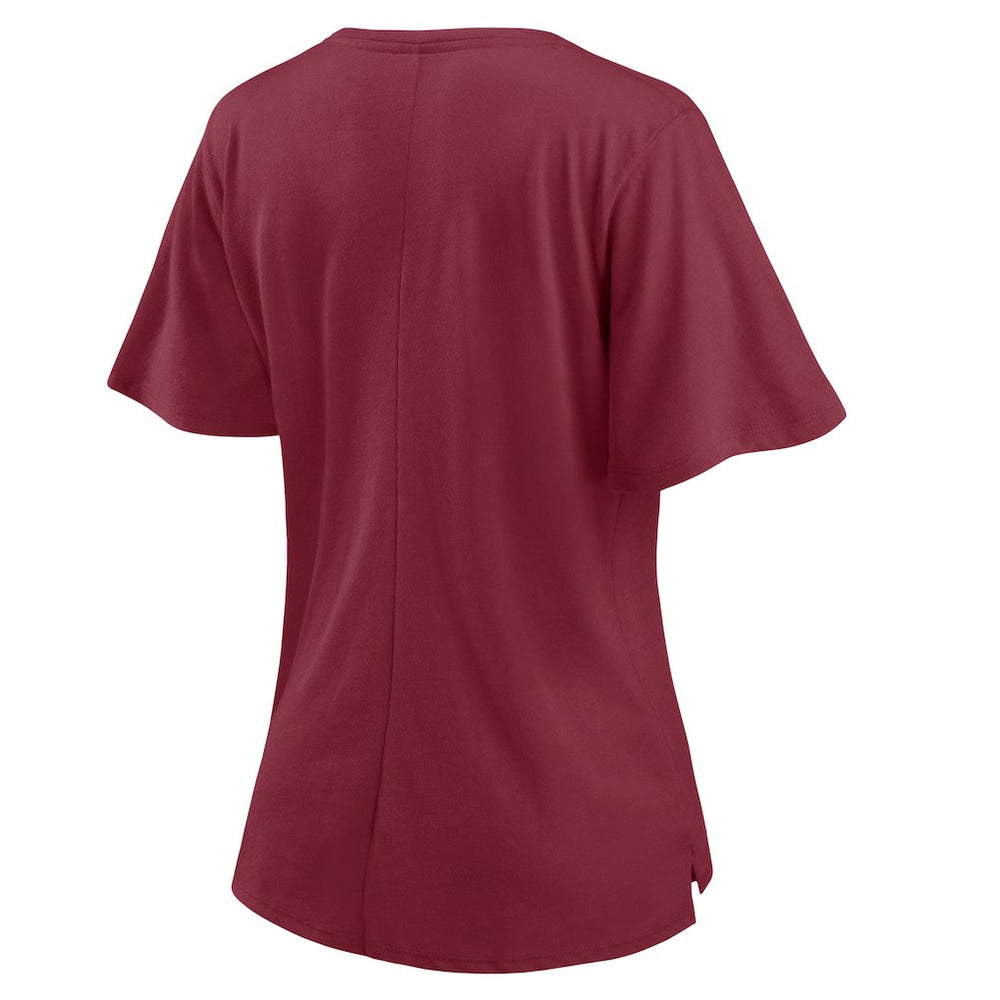 Fanatics Washington Football Team Women's Southpaw Flutter V-Neck T-Shirt Burgundy
