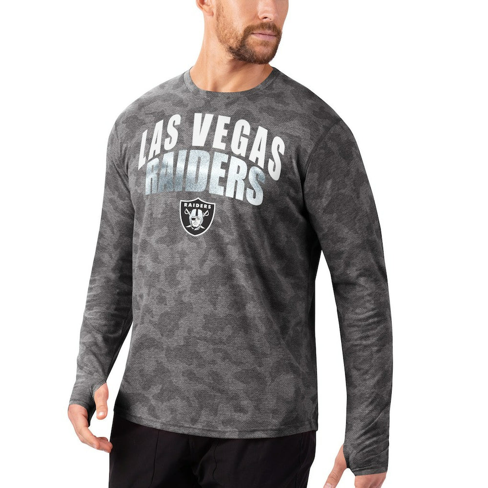 Las Vegas Raiders MSX by Michael Strahan Camo Performance Long Sleeve T-Shirt Black