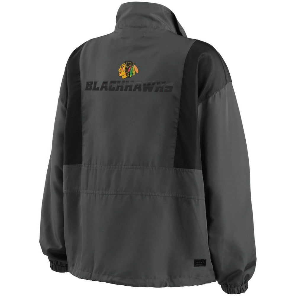 Chicago Blackhawks WEAR by Erin Andrews Women's Popover Packable Half-Zip Jacket - Charcoal - NHL 4360050