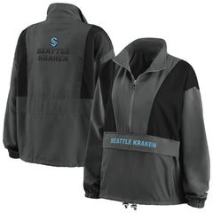 Seattle Kraken WEAR by Erin Andrews Women's Popover Packable Half-Zip Jacket - Charcoal - NHL 4360066