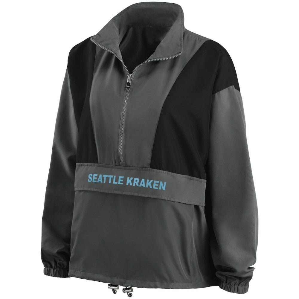 Seattle Kraken WEAR by Erin Andrews Women's Popover Packable Half-Zip Jacket - Charcoal - NHL 4360066