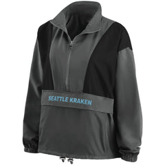 Seattle Kraken WEAR by Erin Andrews Women's Popover Packable Half-Zip Jacket - Charcoal - NHL 4360066