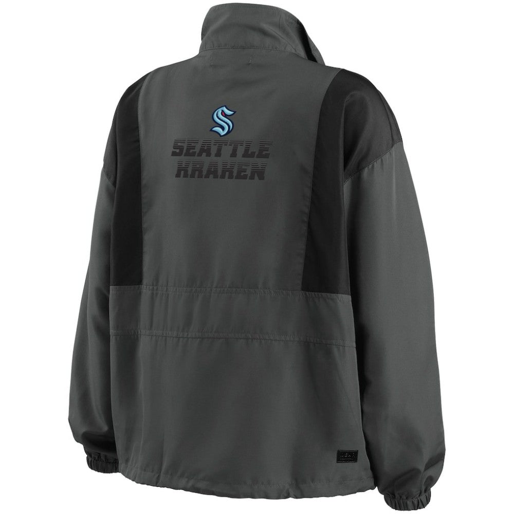 Seattle Kraken WEAR by Erin Andrews Women's Popover Packable Half-Zip Jacket - Charcoal - NHL 4360066