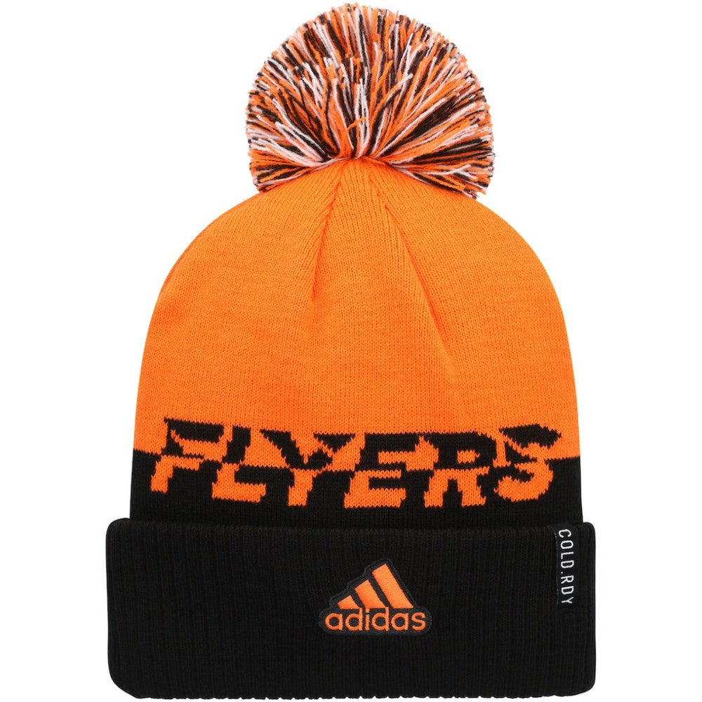 Philadelphia Flyers adidas COLD.RDY Cuffed Knit Hat with Pom - Orange/Black - NHL 4360111