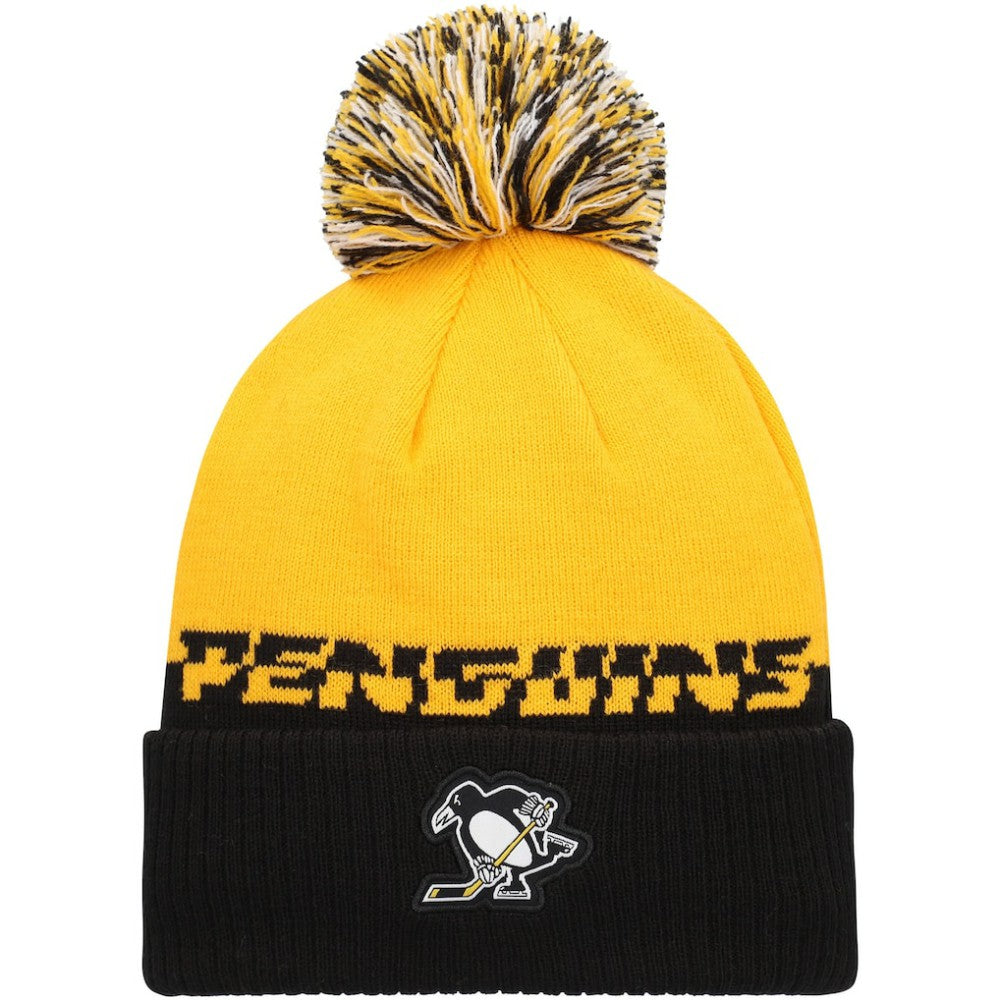 Pittsburgh Penguins adidas COLD.RDY Cuffed Knit Hat with Pom - Yellow/Black - NHL 4360122