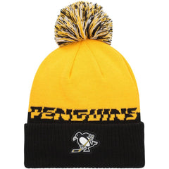 Pittsburgh Penguins adidas COLD.RDY Cuffed Knit Hat with Pom - Yellow/Black - NHL 4360122