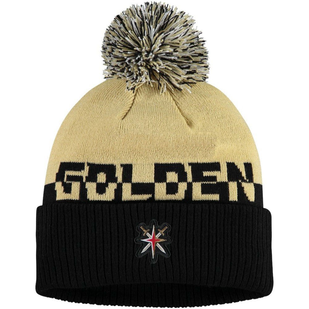 Vegas Golden Knights adidas COLD.RDY Cuffed Knit Hat with Pom - Gold/Black - NHL 4360126
