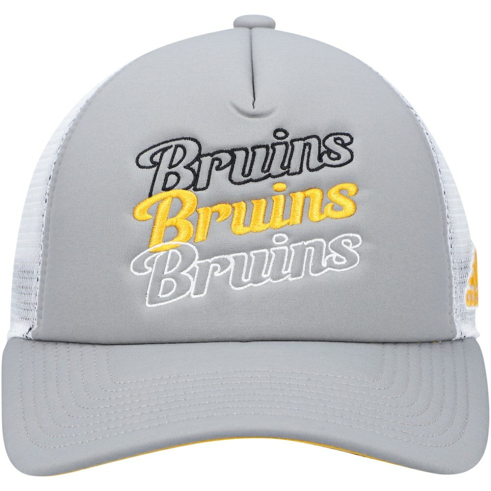 Boston Bruins adidas Women's Foam Trucker Snapback Hat - Gray/White - NHL 4360297