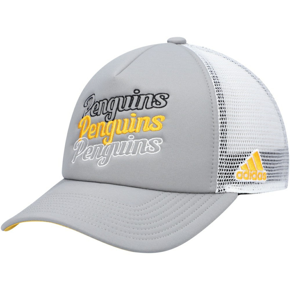 Pittsburgh Penguins adidas Women's Foam Trucker Snapback Hat - Gray/White - NHL 4360316