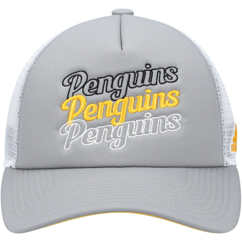 Pittsburgh Penguins adidas Women's Foam Trucker Snapback Hat - Gray/White - NHL 4360316