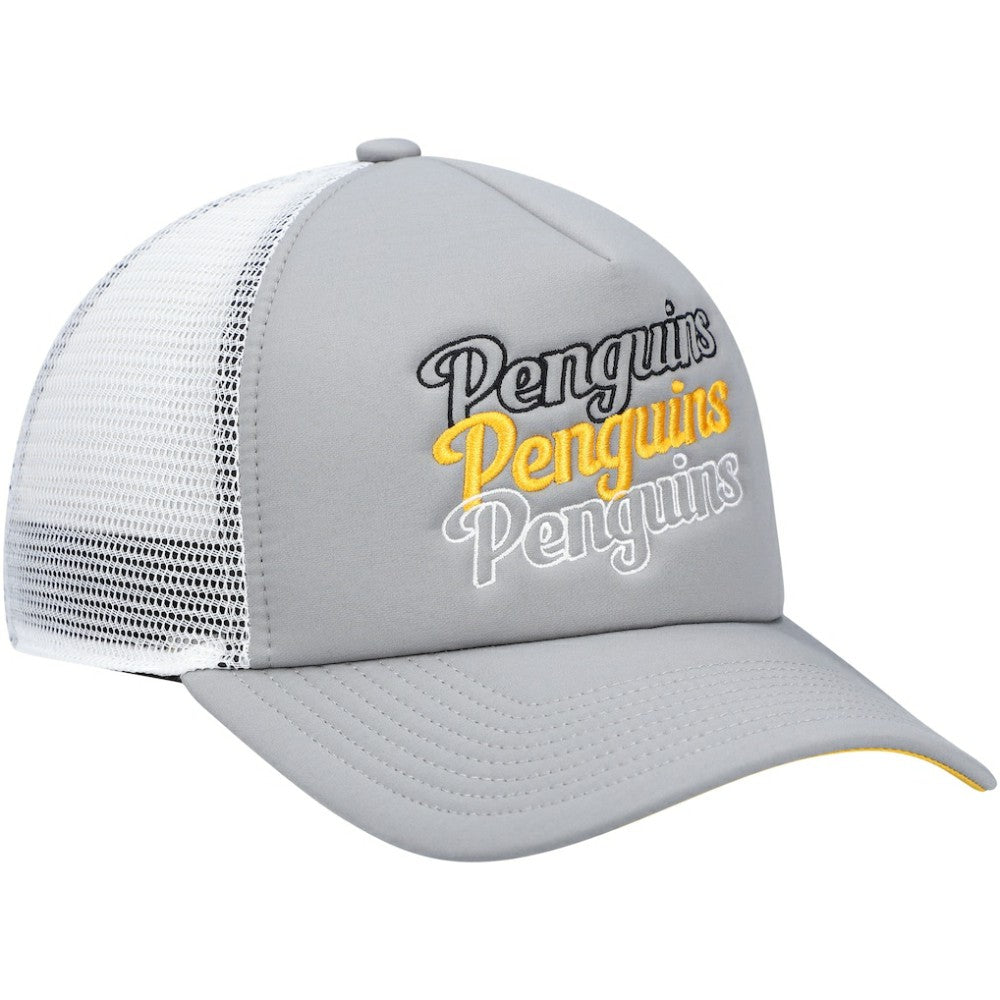 Pittsburgh Penguins adidas Women's Foam Trucker Snapback Hat - Gray/White - NHL 4360316