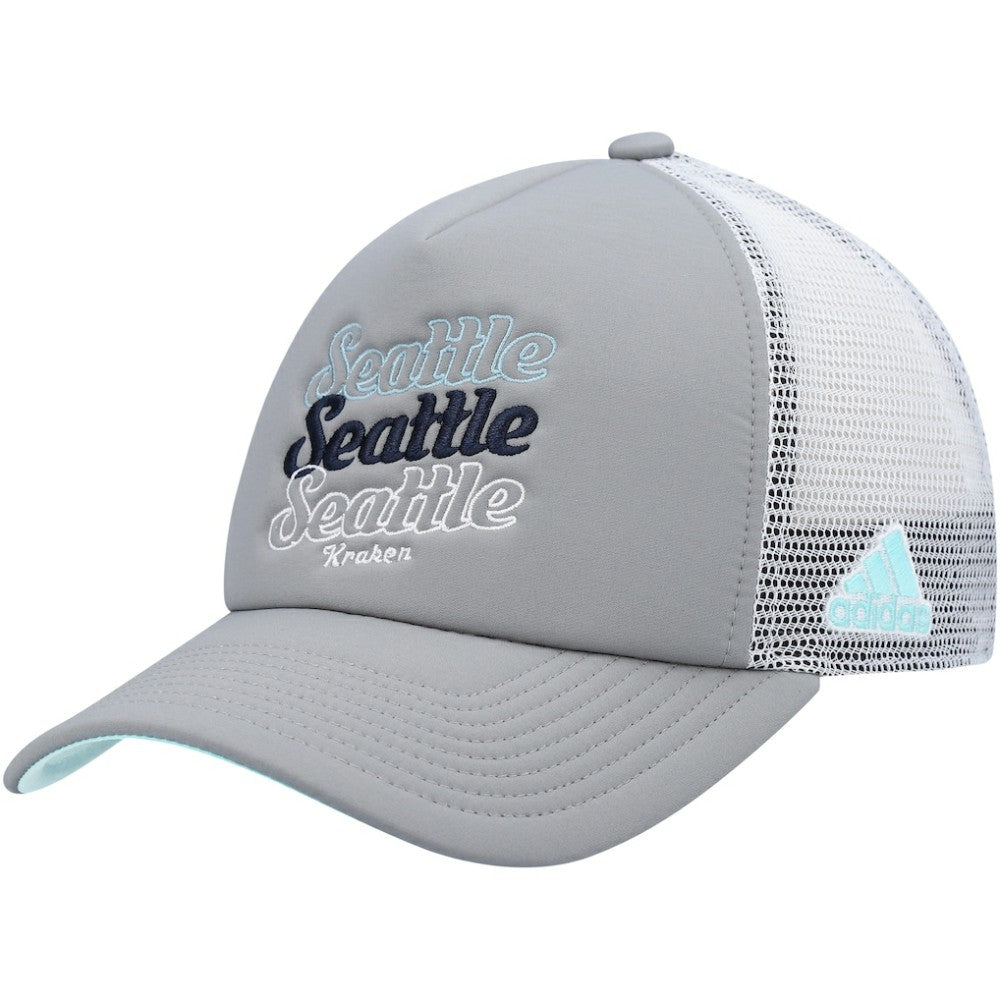 Seattle Kraken adidas Women's Foam Trucker Snapback Hat - Gray/White - NHL 4360323