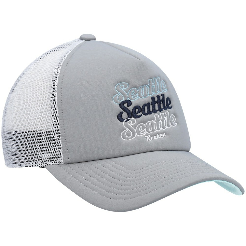 Seattle Kraken adidas Women's Foam Trucker Snapback Hat - Gray/White - NHL 4360323