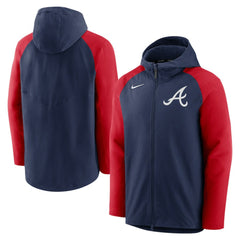 Atlanta Braves Nike Authentic Collection Performance Raglan Full-Zip Hoodie - Navy/Red - Nike Lifestyle