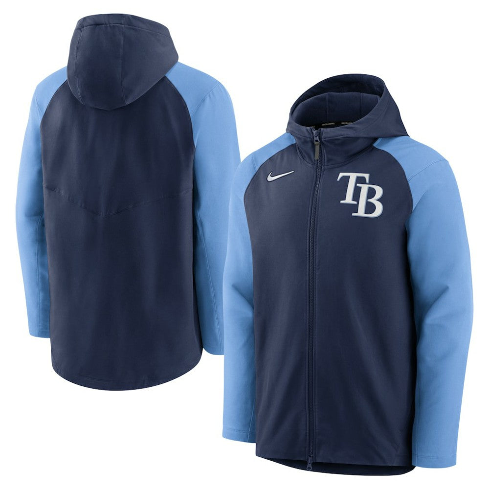 Tampa Bay Rays Nike Authentic Collection Performance Raglan Full-Zip Hoodie - Navy/Light Blue - Nike Lifestyle