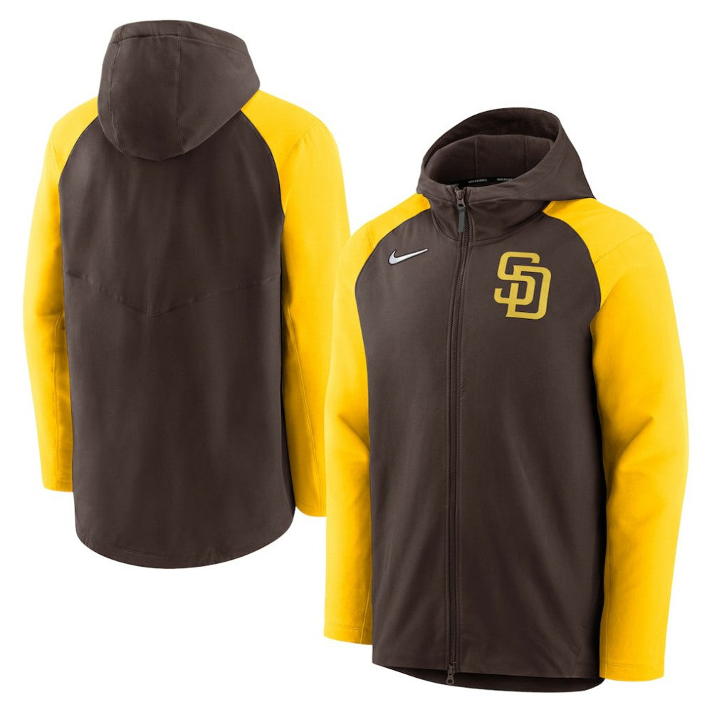 San Diego Padres Nike Authentic Collection Performance Raglan Full-Zip Hoodie - Brown/Gold - Nike Discount