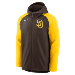 San Diego Padres Nike Authentic Collection Performance Raglan Full-Zip Hoodie - Brown/Gold - Nike Discount