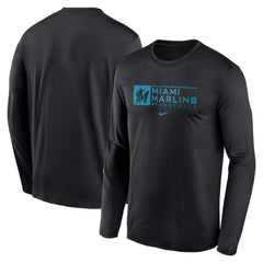 Miami Marlins Nike Authentic Collection Performance Long Sleeve T-Shirt - Black - Nike Sale
