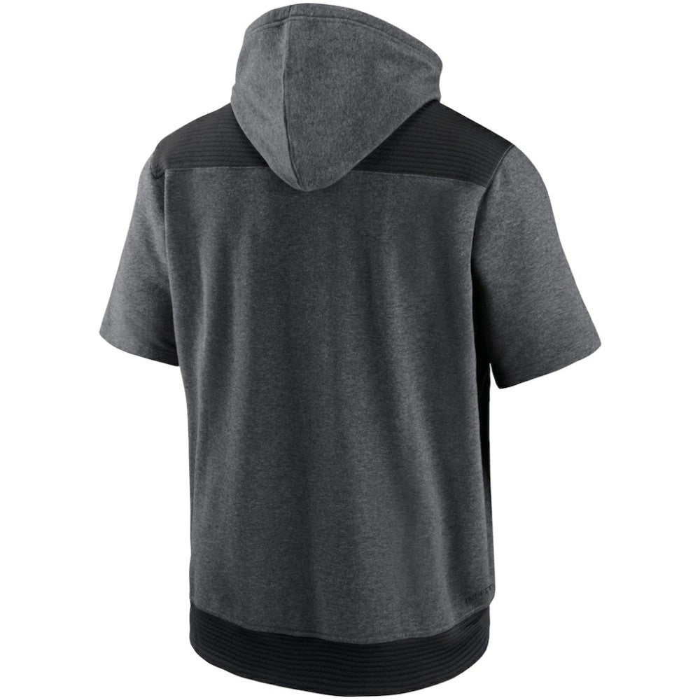 Chicago Cubs Nike Authentic Collection Dry Flux Performance Quarter-Zip Short Sleeve Hoodie - Heathered Charcoal/Black - Nike on Sale