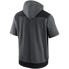 Chicago Cubs Nike Authentic Collection Dry Flux Performance Quarter-Zip Short Sleeve Hoodie - Heathered Charcoal/Black - Nike on Sale