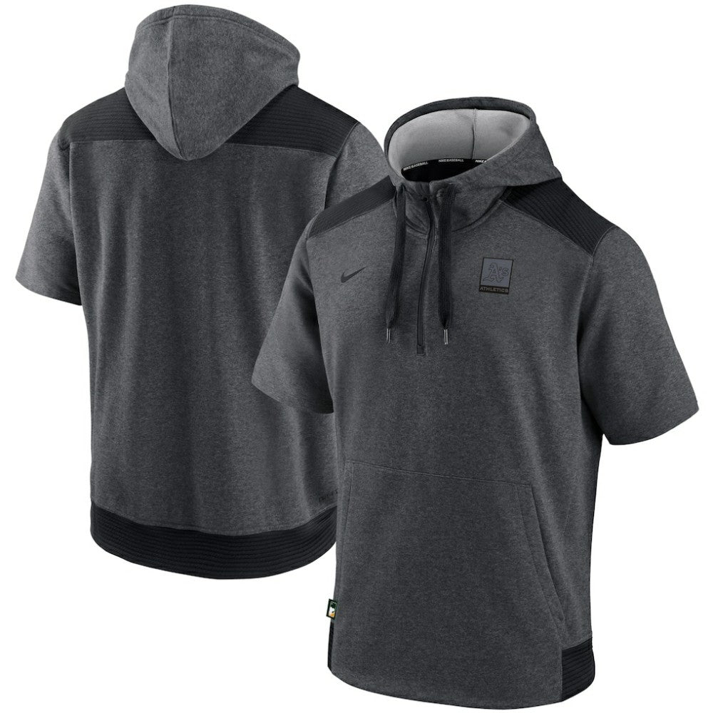 Athletics Nike Authentic Collection Dry Flux Performance Quarter-Zip Short Sleeve Hoodie - Heathered Charcoal/Black - Nike Lifestyle