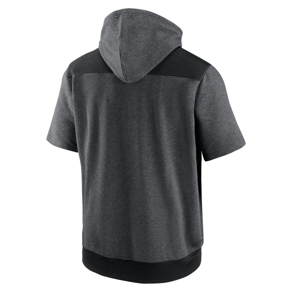 Miami Marlins Nike Authentic Collection Dry Flux Performance Quarter-Zip Short Sleeve Hoodie - Heathered Charcoal/Black - Nike Discount