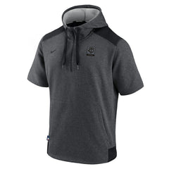 Minnesota Twins Nike Authentic Collection Dry Flux Performance Quarter-Zip Short Sleeve Hoodie - Heathered Charcoal/Black - Nike Discount