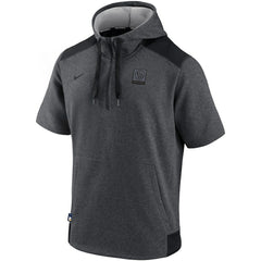 Milwaukee Brewers Nike Authentic Collection Dry Flux Performance Quarter-Zip Short Sleeve Hoodie - Heathered Charcoal/Black - Nike Discount