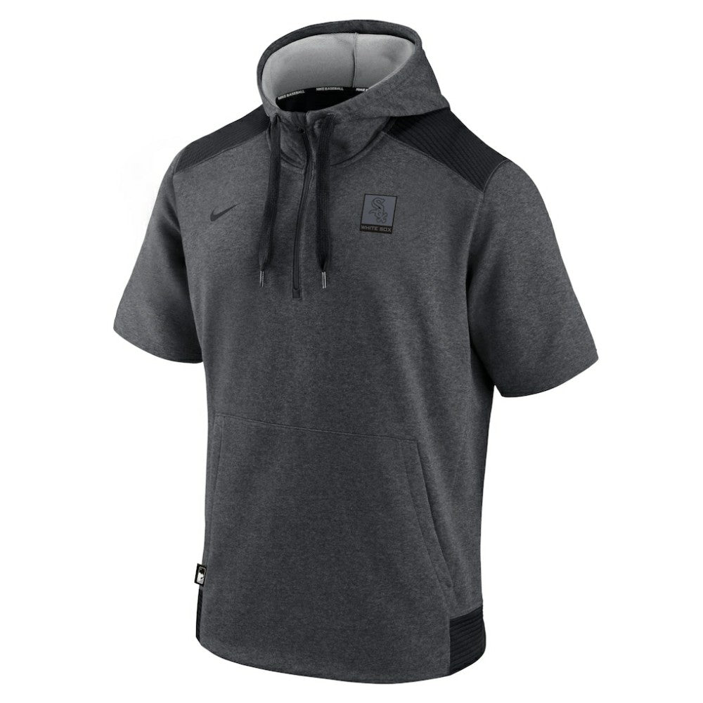 Chicago White Sox Nike Authentic Collection Dry Flux Performance Quarter-Zip Short Sleeve Hoodie - Heathered Charcoal/Black - Nike Online