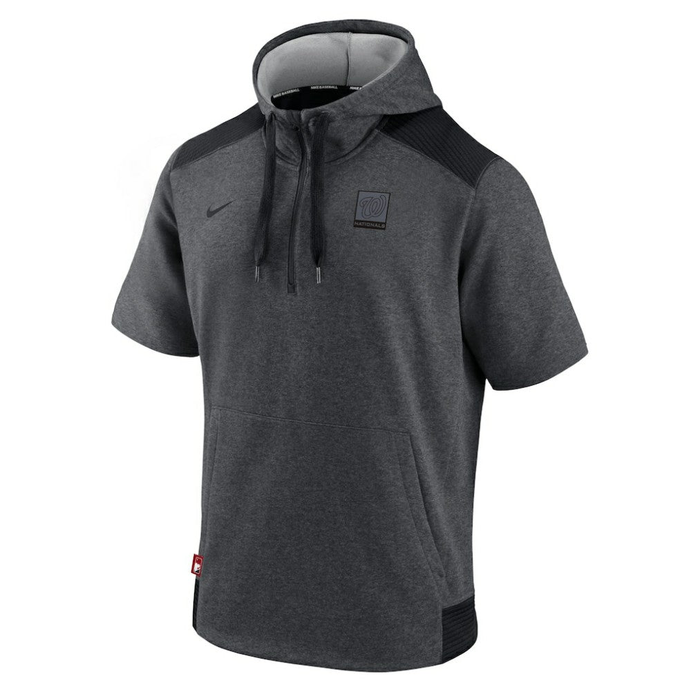 Washington Nationals Nike Authentic Collection Dry Flux Performance Quarter-Zip Short Sleeve Hoodie - Heathered Charcoal/Black - Nike Discount