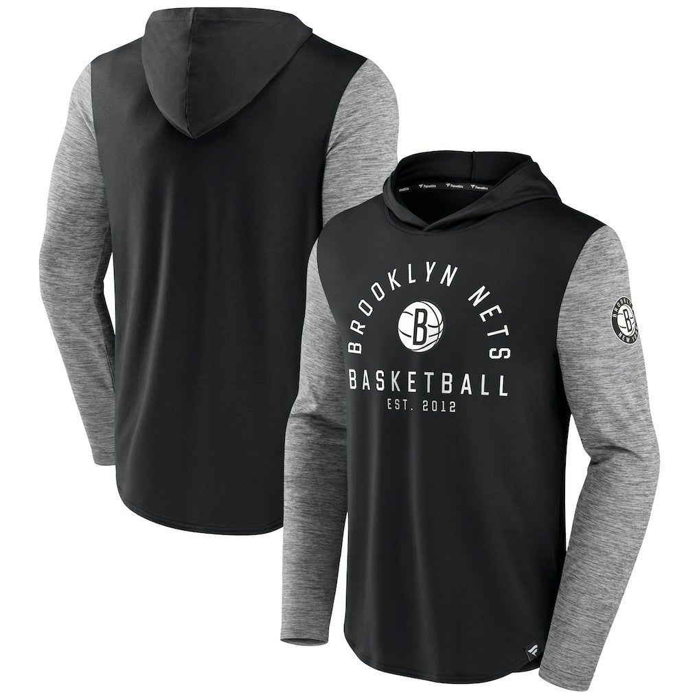 Brooklyn Nets Deep Rotation Performance Pullover Hoodie Black/Heathered Charcoal | Fanatics for sale