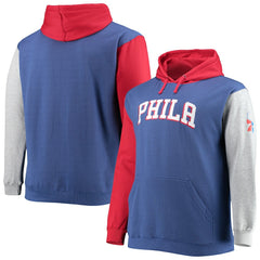 Philadelphia 76ers Big & Tall Double Contrast Pullover Hoodie Royal/Red | Fanatics